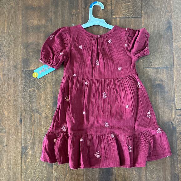 Cat and Jack Girls 5T Dress Red Floral Embroidered Gauzy Short Sleeve NEW - Picture 9 of 9